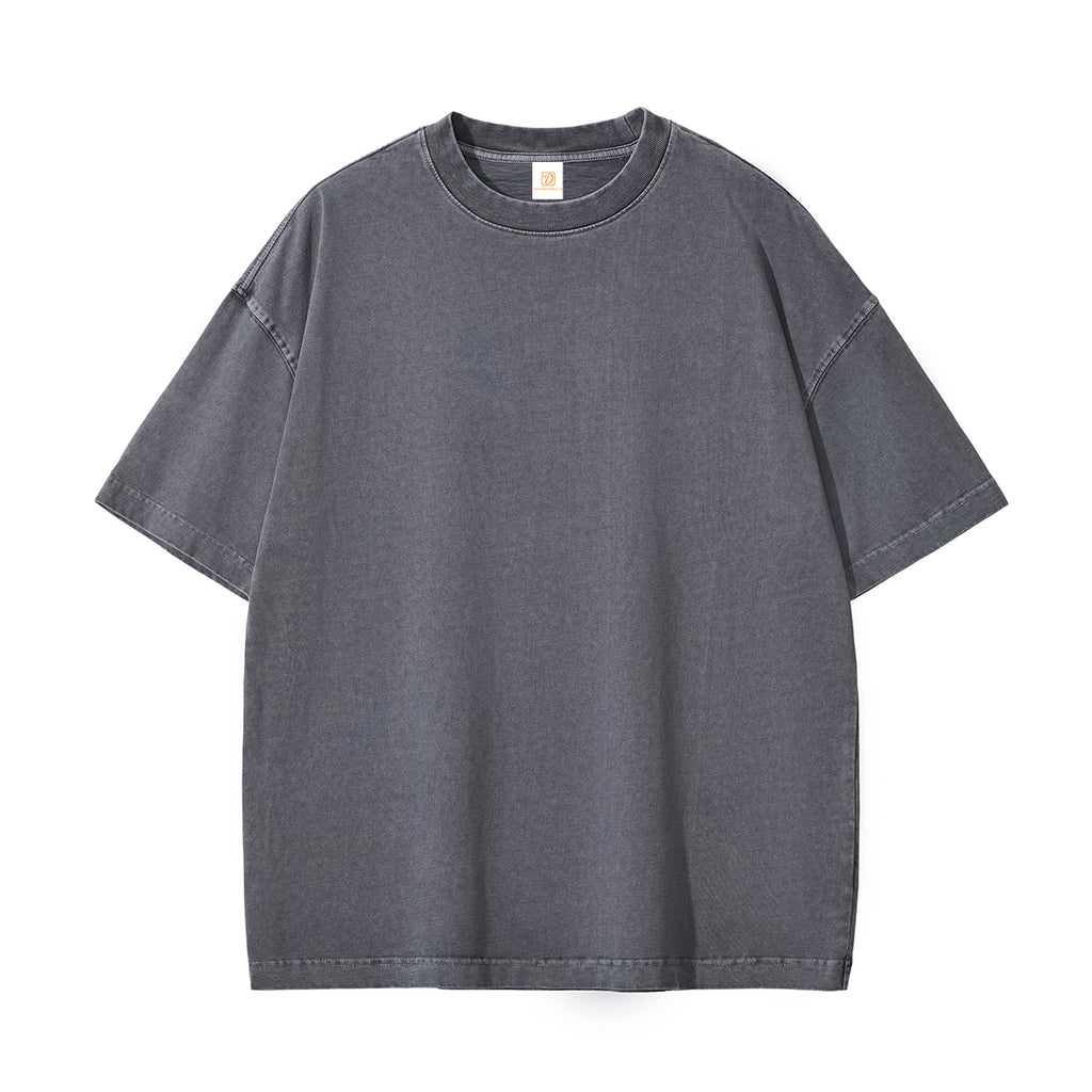 Custom Acid Wash t Shirt 100% Cotton High Quality Blank Round Neck Pure Color Screen Printed Heat Transfers for T-shirts