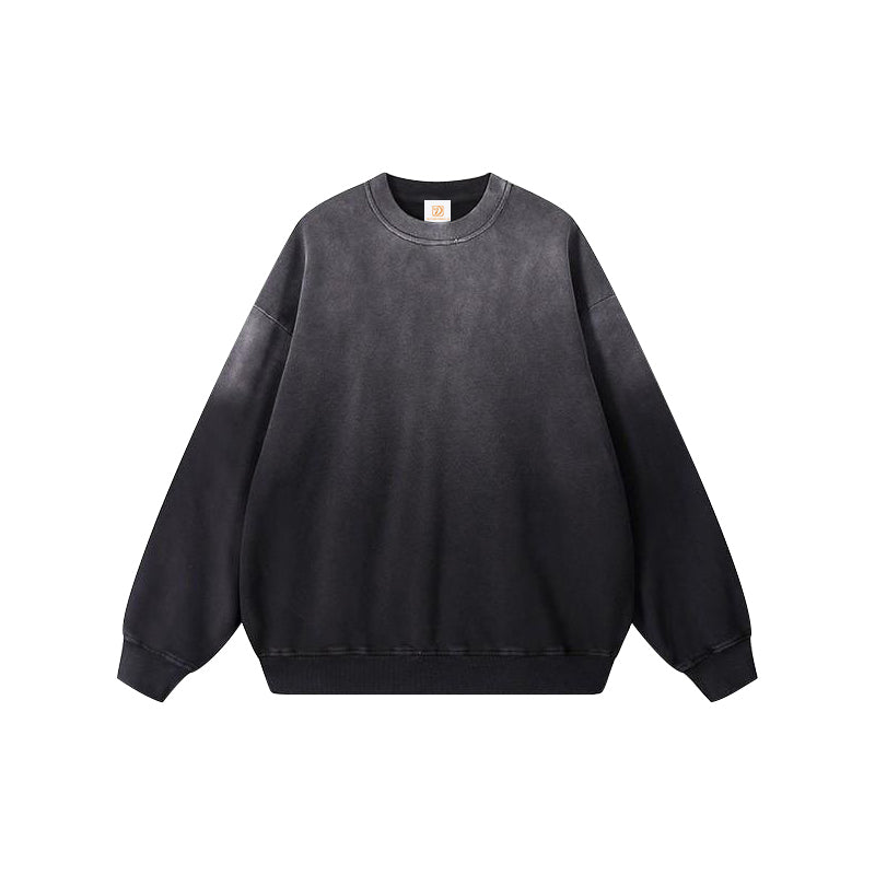 Fall and Winter Style 100% Cotton Loose Mahool Washed Water Polo Sweater Men's Round Neck Heavyweight Round Neck Sweater