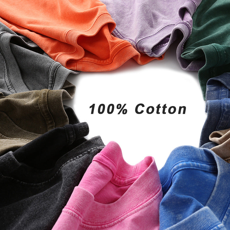 Heavy Weight Drop Shoulder Heavy Cotton Sublimation Black Vintage Oversized Custom Print Round Neck Heat Transfers for T-shirts