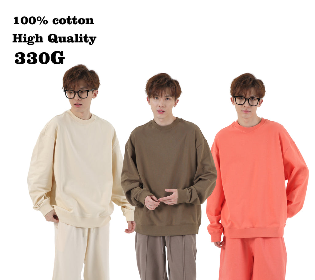 Wholesale Heavyweight Crew Neck High Quality Terry Custom Embroidered Pullover Embroidery Hoodie Blank Men's Hoodies&sweatshirts