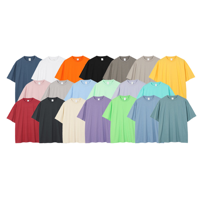 Mens Clothing Custom logo Blank Drop Shoulder Tshirt Streetwear Pure Color High Quality Puff Printing Heavy Cotton T-shirts