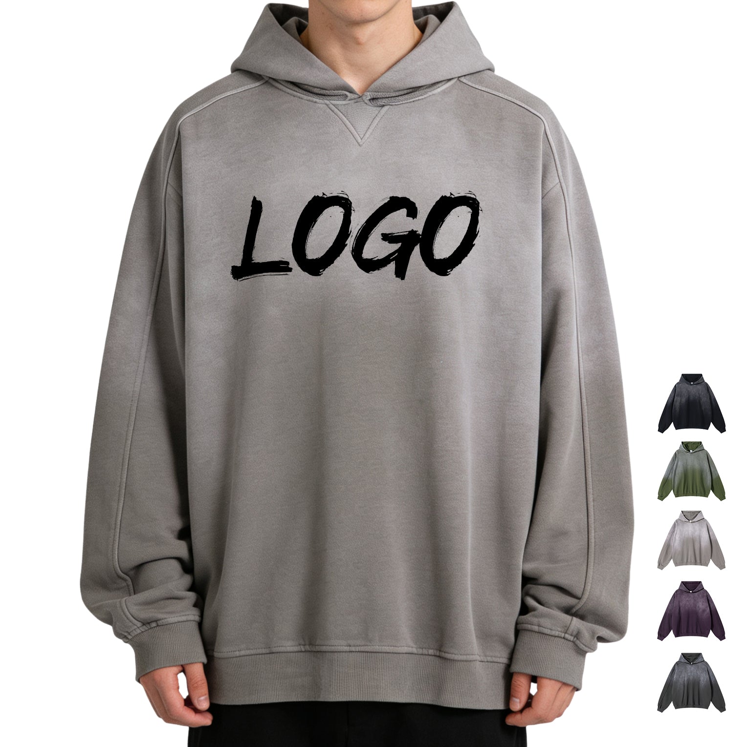 Wholesale Hoodies Drop Shoulder Unisex High Quality Vintage 100% Cotton Custom Acid Wash Streetwear Embroidered Hoodie