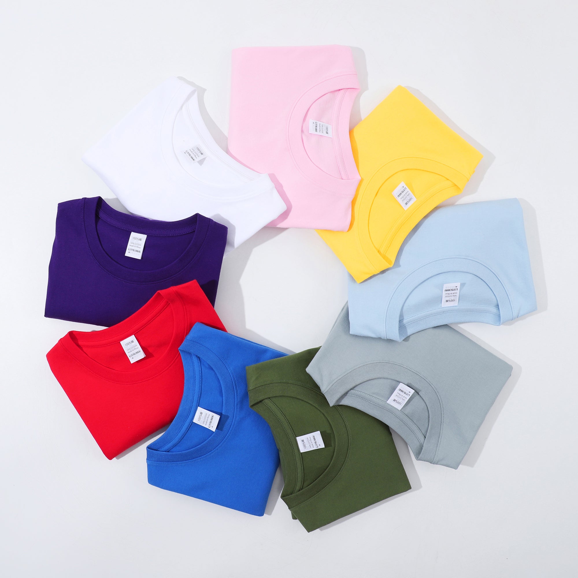 100% Cotton Regular Fit Sublimation Pure Color High Quality Heavyweight Dtf Transfers Screen Print t Shirt with Side Seams