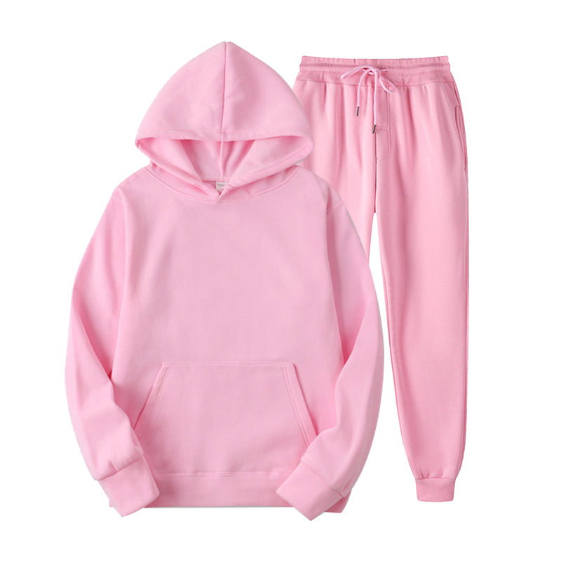 Custom Sweatpants and Hoodie Set High Quality Blank Pullover Pure Color Regular Fit Polyester Screen Printed Streetwear Hoodies