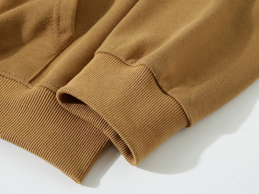 Wholesale High Quality Pure Color Blank Custom Distressed Embroidered Streetwear Loose Sport Long Sleeve Sweatpants And Hoodie Set