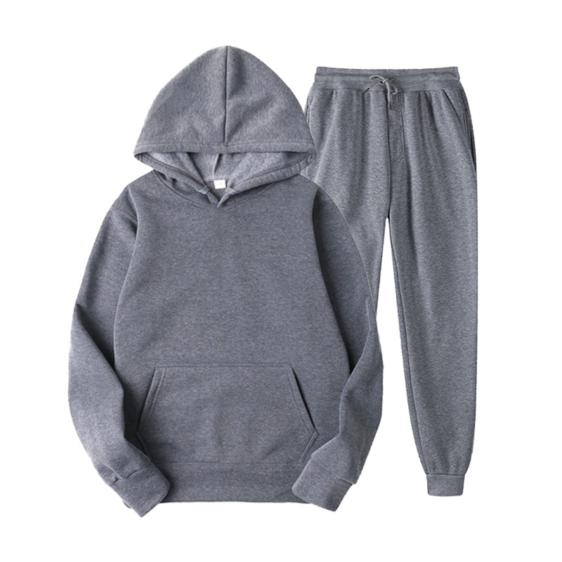 Custom logo Men' Sweatpants and Hoodie Set High Quality Blank Pure Color Polyester Fleece New Design Hoodies Men Streetwear