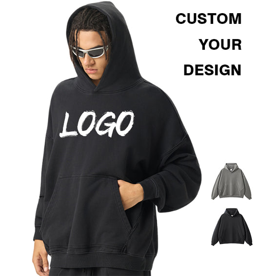 Men's Hoodies Heavy Cotton Custom Terry Washed Heavyweight Wholesale Price Blank Pullover High Quality Streetwear Hoodie for Men
