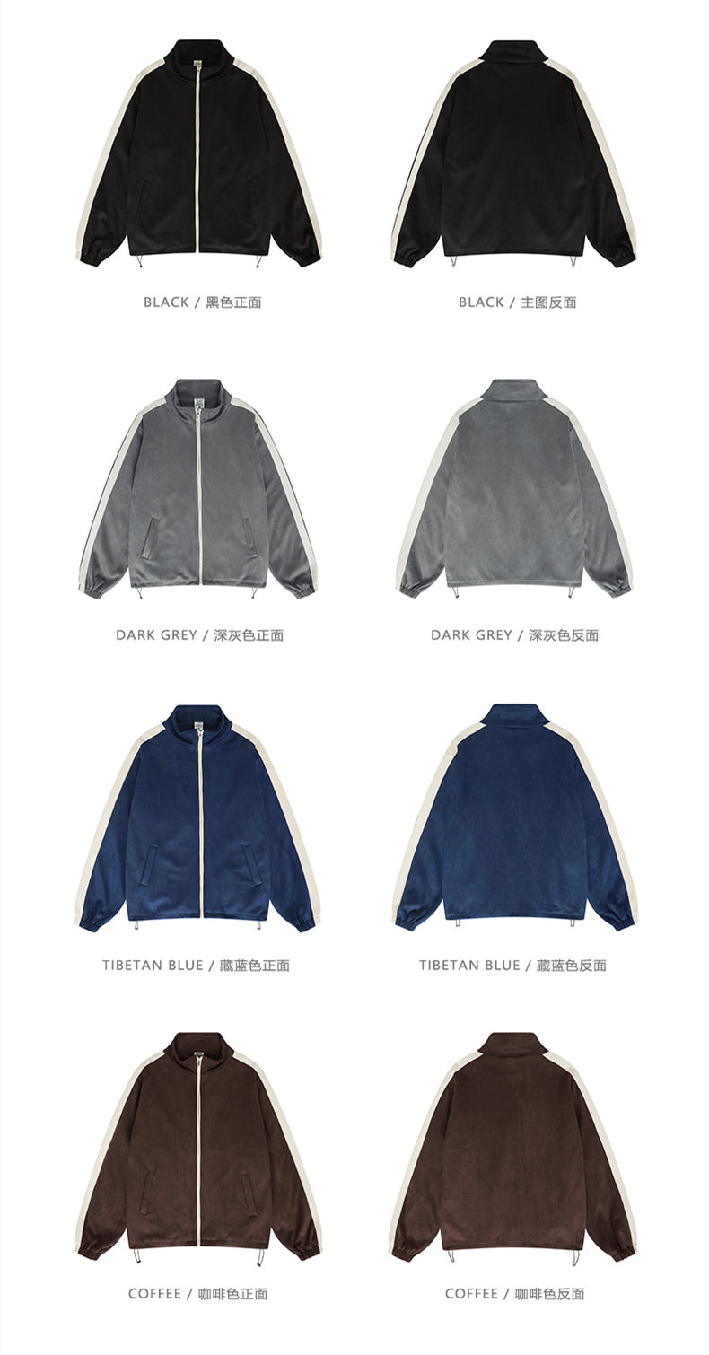 Custom Zip up Stand Collar Fleece Heavyweight Polyester High Quality Jacket Coat and Casual Pants Set