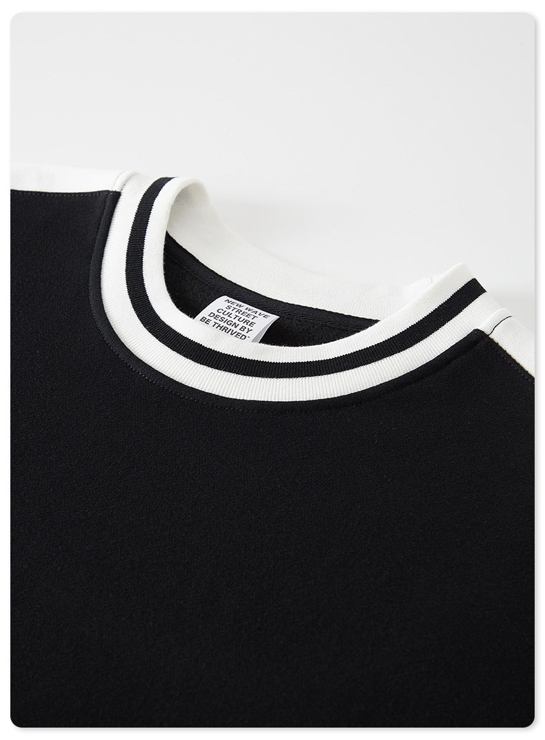 Sweatpants and Hoodie Set Color Clashing Loose Fleece High Quality Blank Pullover Round Neck Custom Puff Print Hoodie