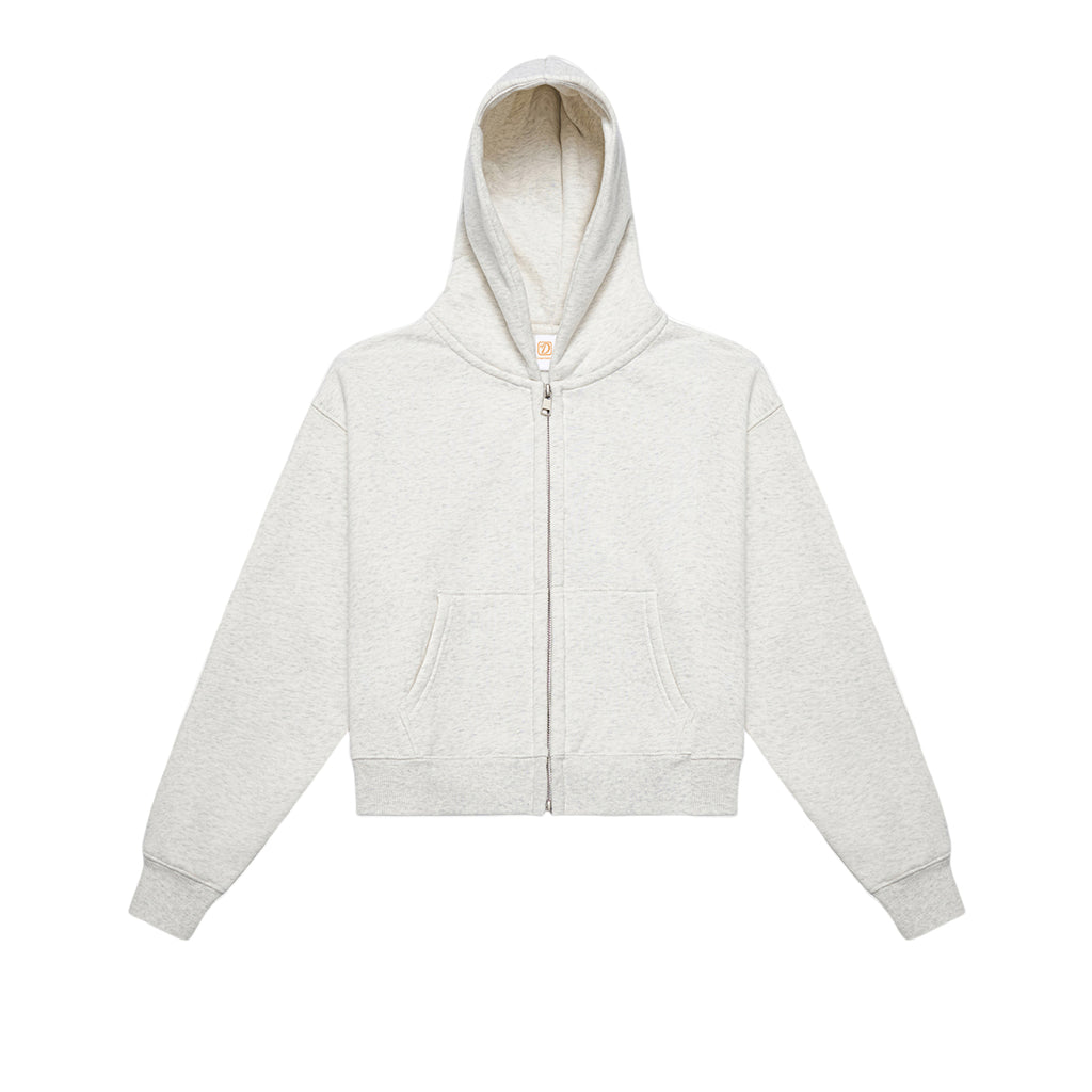 Women's Hoodies Heavyweight Fashion Crop Top Short High Quality Sport Blank Pure Color Custom Zip up Fleece Drop Shoulder Hoodie