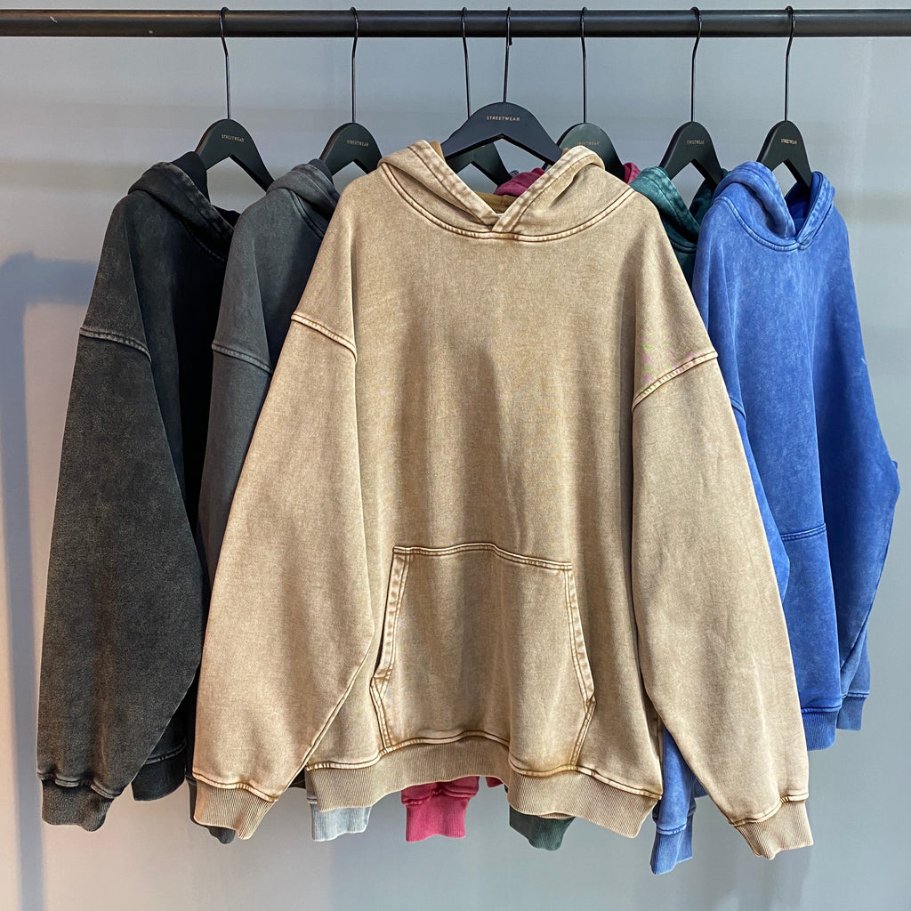 100% Cotton Vintage Washed Wholesale Heavyweight Loose Streetwear Wireless High Quality Custom logo Oversized Hoodie