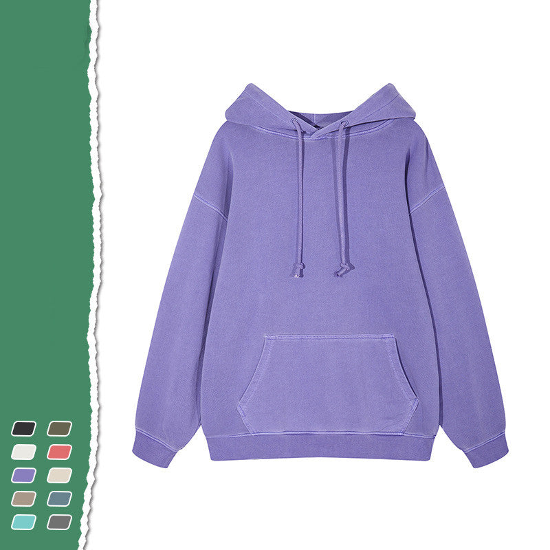 Vintage Streetwear Hip-hop Washed Oversized Hoodie Heavyweight Custom Puff Print Unisex Blank Pullover Fashion Black Hoodie