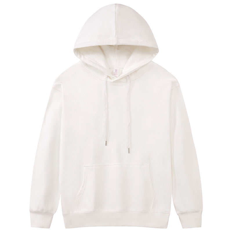 Customized Blanks Pure Cotton Pullover with Loose and Slightly Dropped Shoulders and a Hood Plain for Printing Vintage Style