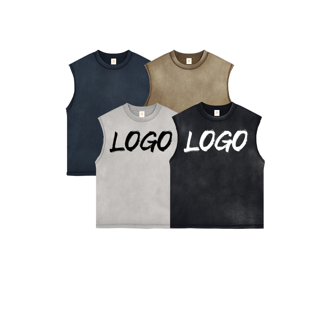 Gym Sleeveless T-shirt Vintage Custom Washe High Quality Blank Round Neck Heavyweight Summer Fashion 100% Cotton t Shirt for Men