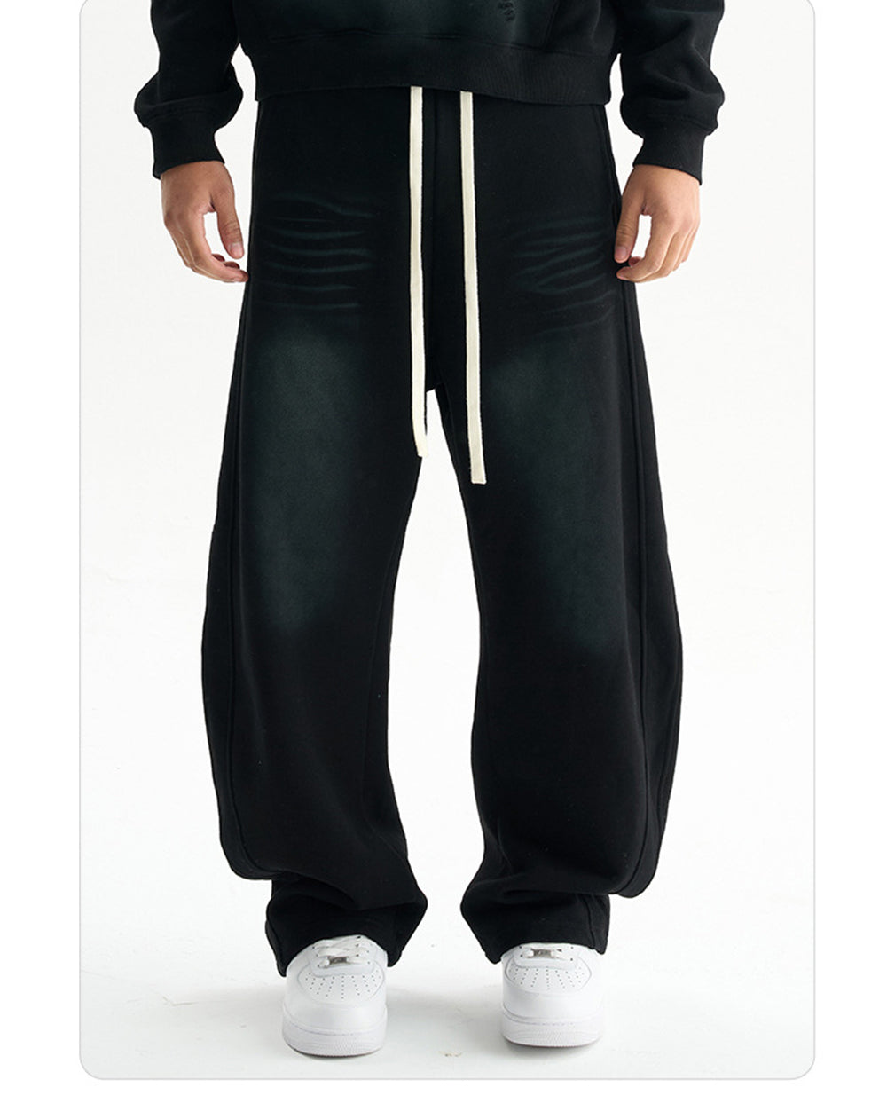 Free Sample Sweatpants Vintage Style Straight Leg Men's Loose Heavyweight Fleece Wide Leg Casual Sweatpants Personalized Design
