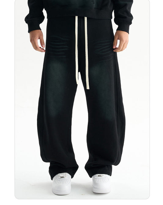 Free Sample Sweatpants Vintage Style Straight Leg Men's Loose Heavyweight Fleece Wide Leg Casual Sweatpants Personalized Design