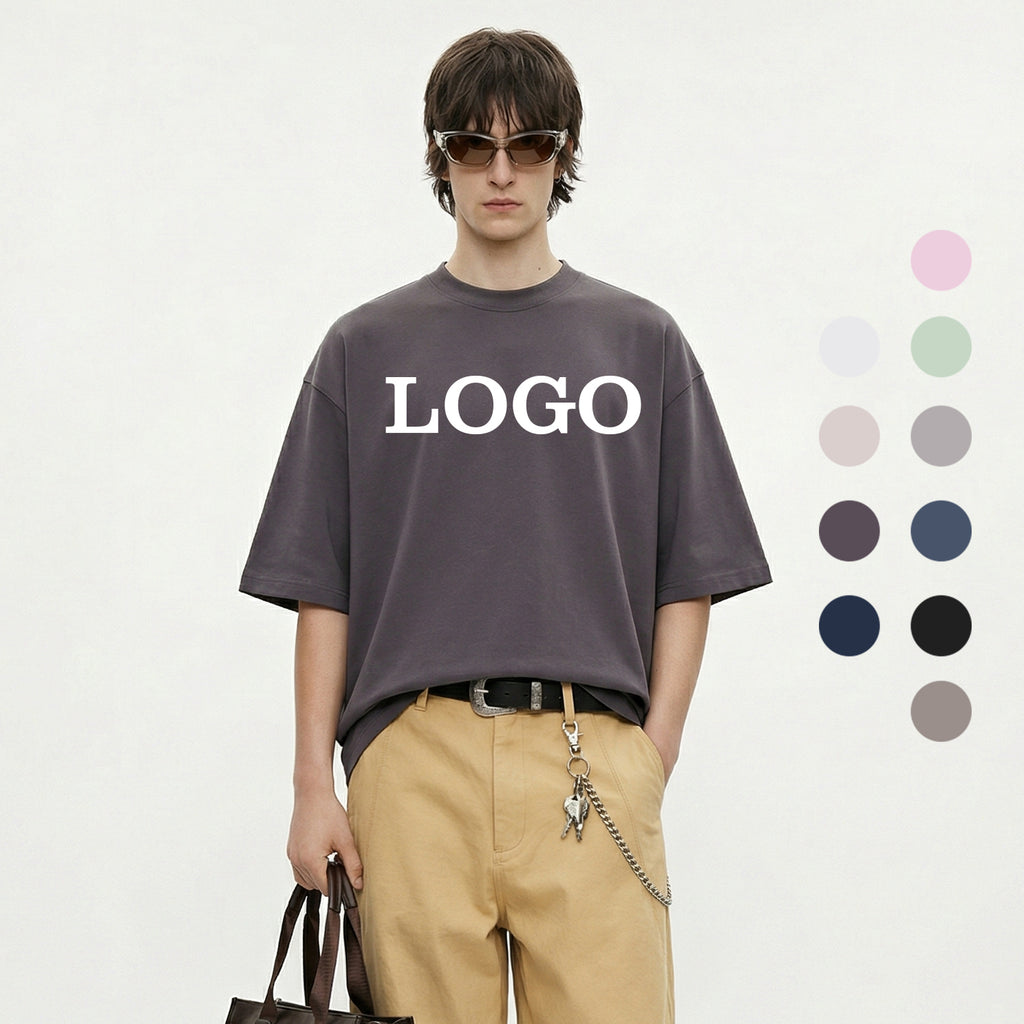 Men's T-shirts Custom Puff Printing High Quality Multicolor Streetwear T-shirt 2026 Summer New Design Heavyweight  Plain t Shirt