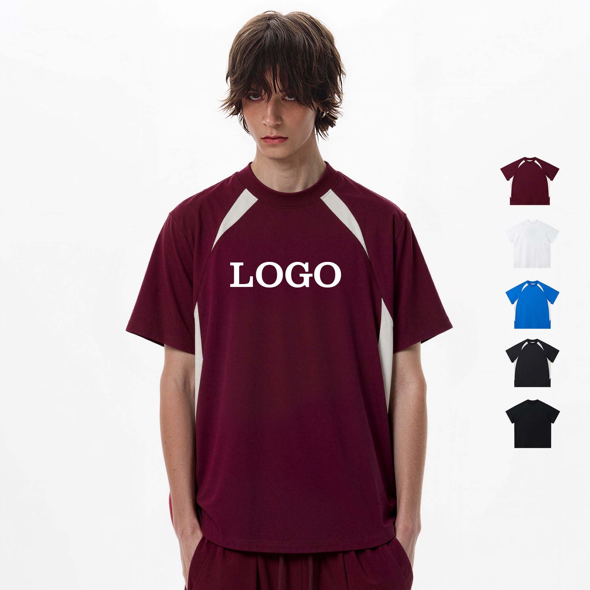 Custom New Design t Shirt Raglan Sleeve High Quality Embroidery logo Streetwear Patchwork Polyester/Cotton Personalized T-shirt