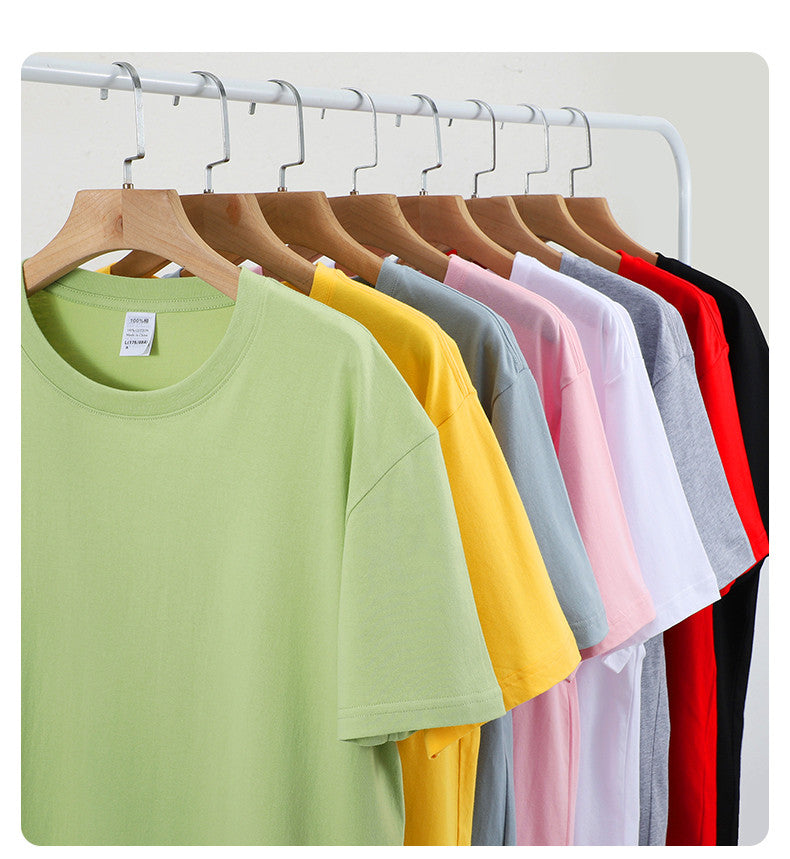 100% Cotton Regular Fit Sublimation Pure Color High Quality Heavyweight Dtf Transfers Screen Print t Shirt with Side Seams