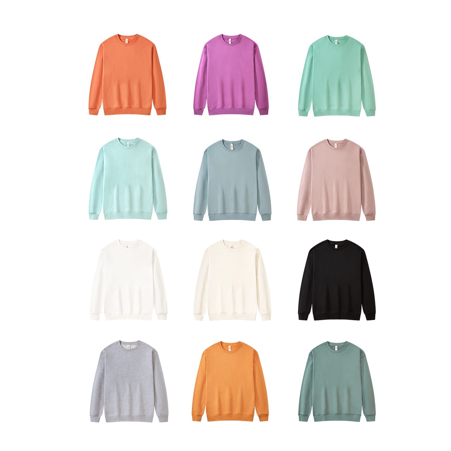 Hot Selling Custom Heavy Cotton Loose Round Neck Pure Color High Quality Drop Shoulder Long Sleeve Streetwear Heavyweight Hoodie