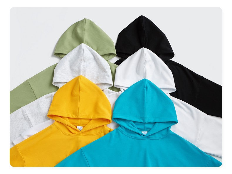 Wholesale Terry Pure Color High Quality Crop Top Versatile Sport Custom logo Heavyweight Printing Fashion Sweaters and Hoodie