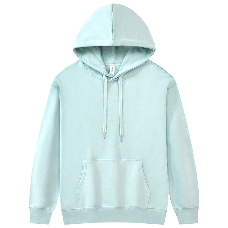 Wholesale 100% Cotton Drop Shoulder Custom logo Pure Color Round Neck Cheap Streetwear Screen Print Men's Hoodies