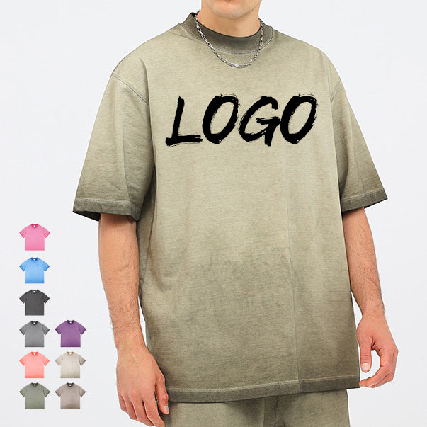 Hot Selling Round Neck Tshirts 100% Cotton Vintage Drop Shoulder High Quality Streetwear Custom Acid Wash Men's T-shirts