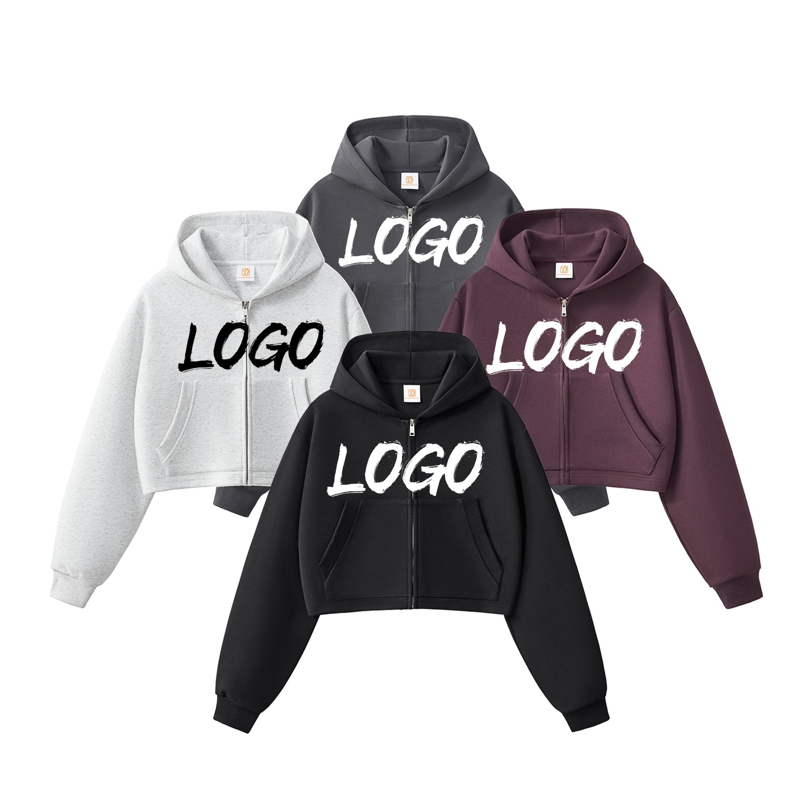 Short Style Sport Hoodies Sublimation Streetwear High Quality Screen Printed Crop Top Drop Shoulder Women's Hoodies Sweatshirts
