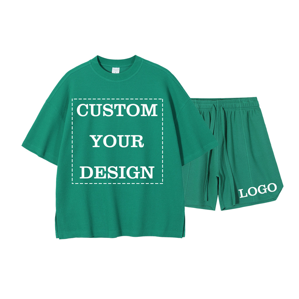 Streetwear Heavyweight Tshirts Custom logo O-neck Blank High Quality Polyester/Cotton Streetwear New Design T-shirt and Shorts