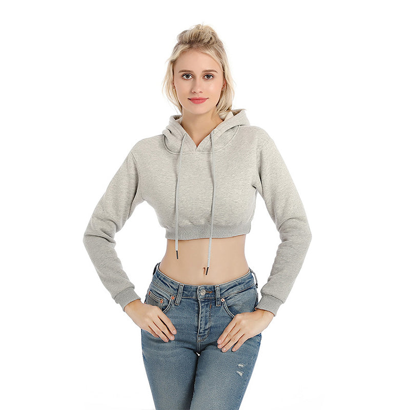 Manufacturer Hoodies Wholesale High Quality Pullover Hoodies Short Crop Top with Exposed Cleavage Autumn and Winter Collection