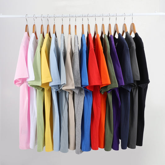100% Cotton High Quality Streetwear Blanks Screen Print Short Sleeve Regular Fit Custom Round Neck Drop Shoulder Heat Transfers for T-shirts