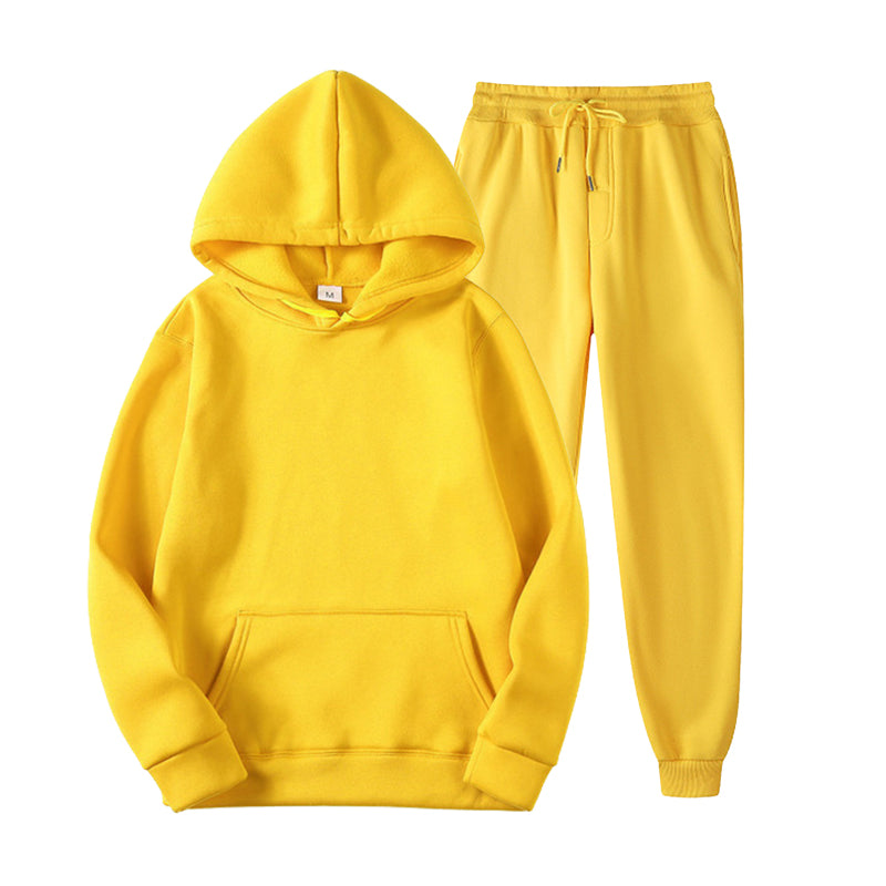 Custom Sweatpants and Hoodie Set High Quality Blank Pullover Pure Color Regular Fit Polyester Screen Printed Streetwear Hoodies