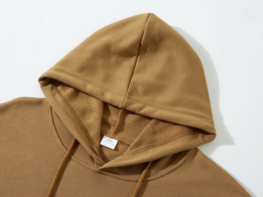 Wholesale High Quality Pure Color Blank Custom Distressed Embroidered Streetwear Loose Sport Long Sleeve Sweatpants And Hoodie Set