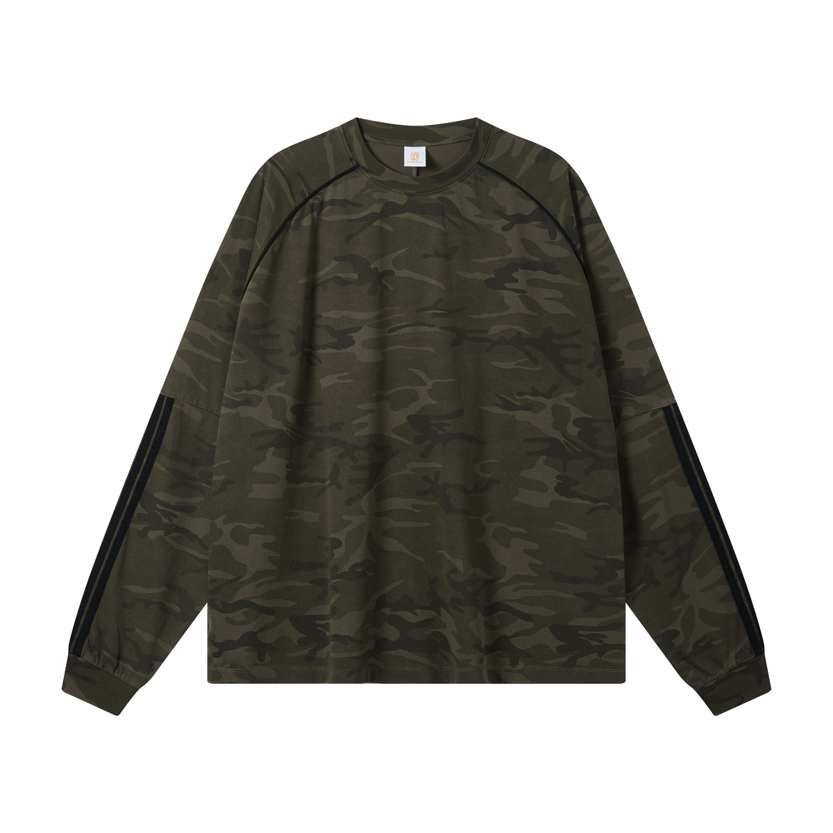 Customized High Quality Camouflage Long Sleeved Textured Waffle Round Neck Loose Fitting Versatile Long Sleeve Shirt Unisex