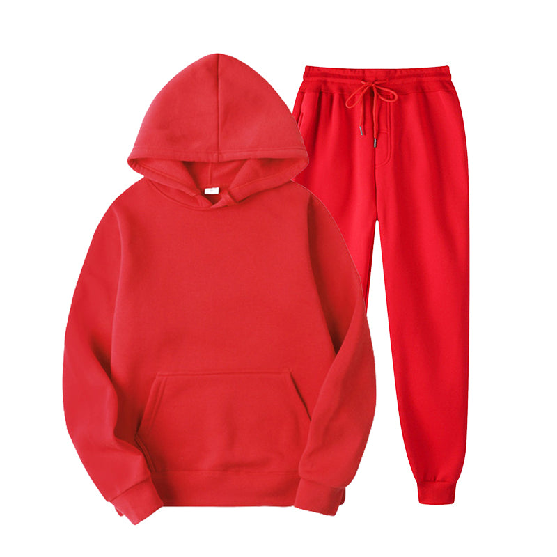 Custom logo Men' Sweatpants and Hoodie Set High Quality Blank Pure Color Polyester Fleece New Design Hoodies Men Streetwear