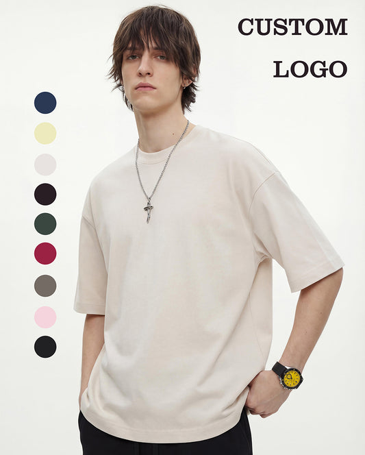 Wholesale Boxy Tshirt High Quality Multi Color Heavyweight Casual Heavy Cotton Streetwear Customized Heat Transfers for T-shirts