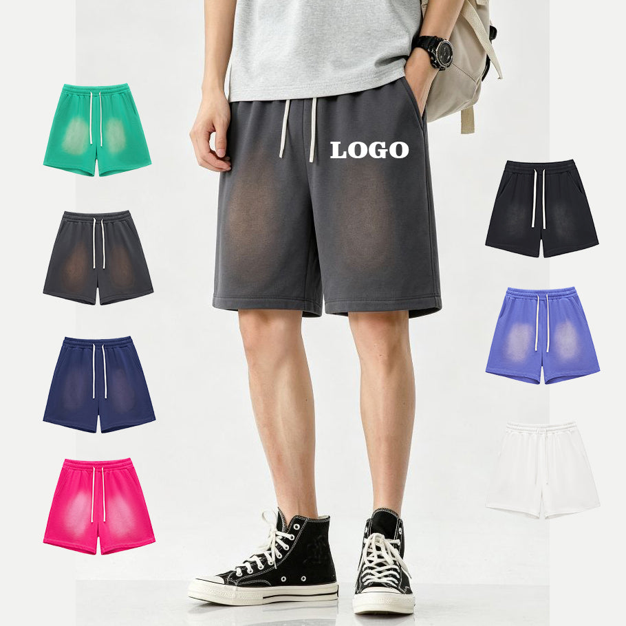 New Design Men's Shorts Custom Acid Wash Heavyweight Blank Summer High Quality Puff Printing Streetwear Fashion Wholesale Shorts