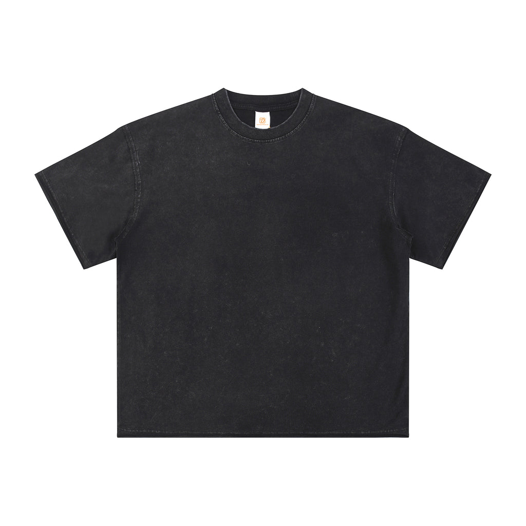 New Design Summer Batik Washed T-Shirt High Quality Men Raw Edge Loose Custom Puff Printing Round Neck Fashion Men's T-shirts