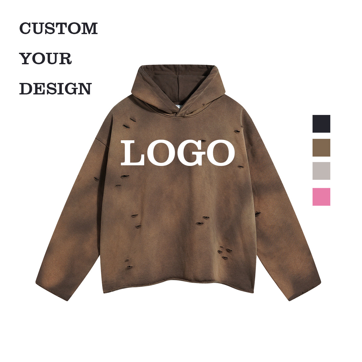 Heavyweight Design Hoodies Streetwear Custom logo Vintage High Quality Acid Wash Broken Personalized Blank Fashion Hoodie