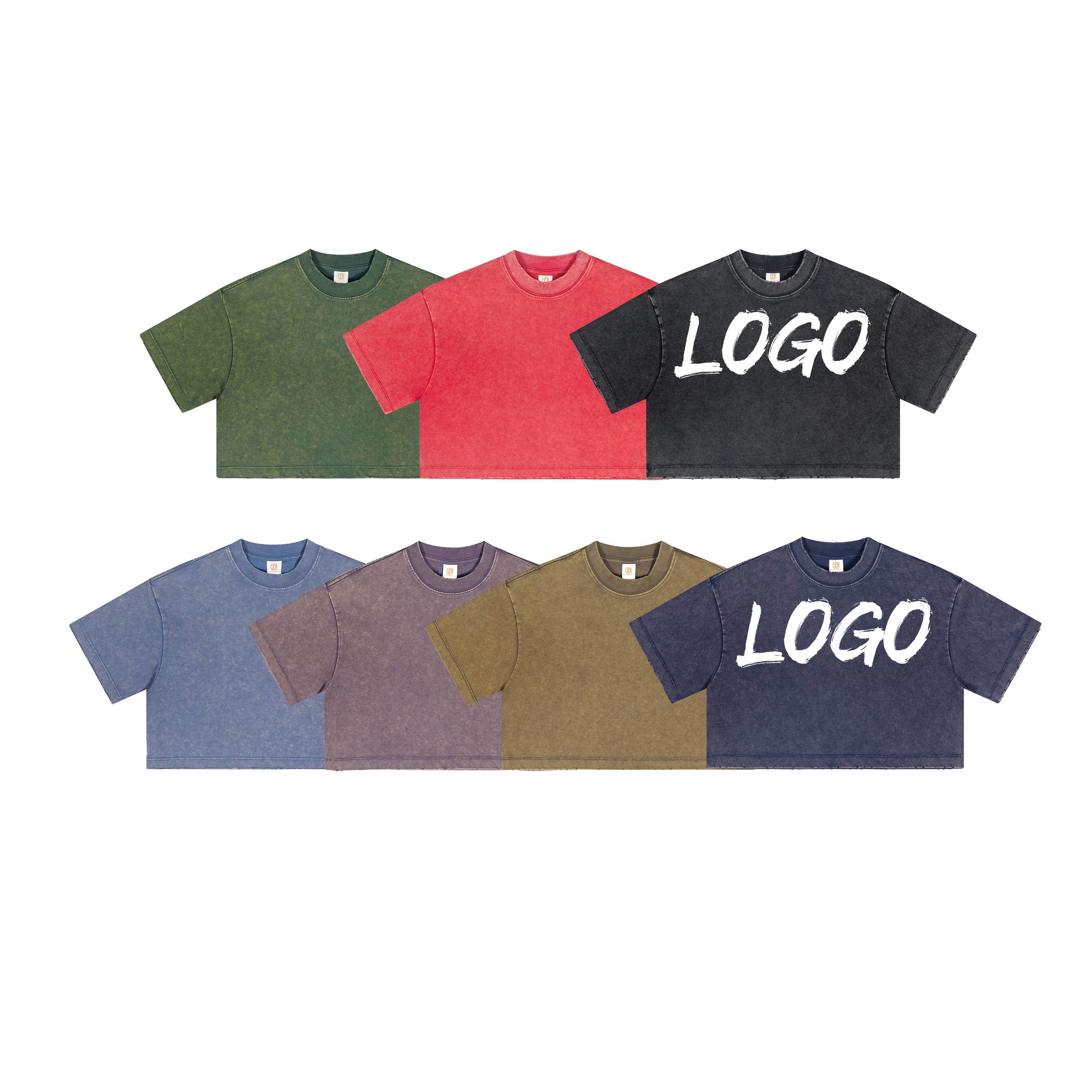 Wholesale Tshirts Customized Crop Top Acid Washe High Quality Round Neck Short Style Fashion Personalized Girls t Shirts