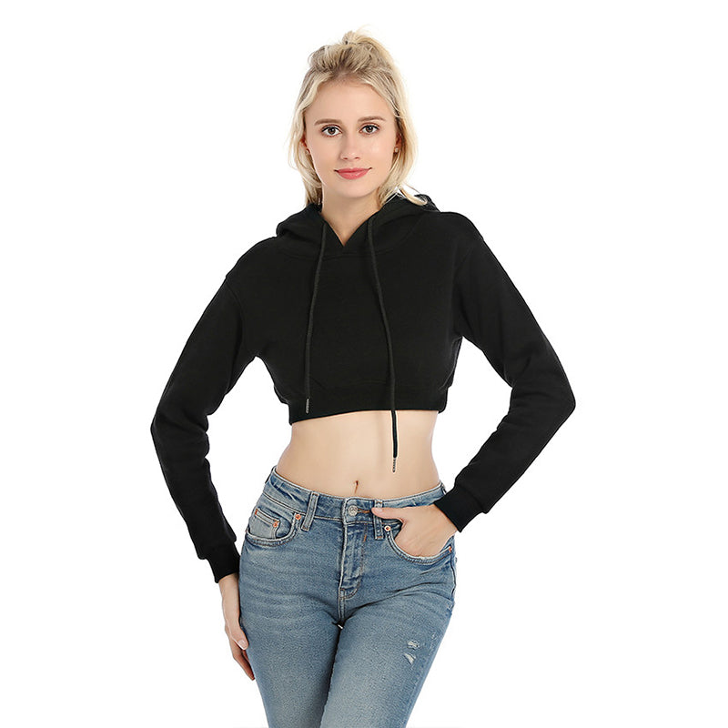 Manufacturer Hoodies Wholesale High Quality Pullover Hoodies Short Crop Top with Exposed Cleavage Autumn and Winter Collection