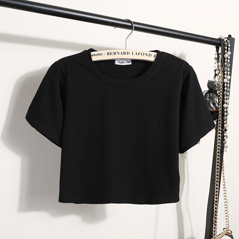 Custom logo Blank High Quality Cropped Streetwear Round Neck Pure Color Screen Print Design Heat Transfers for T-shirts