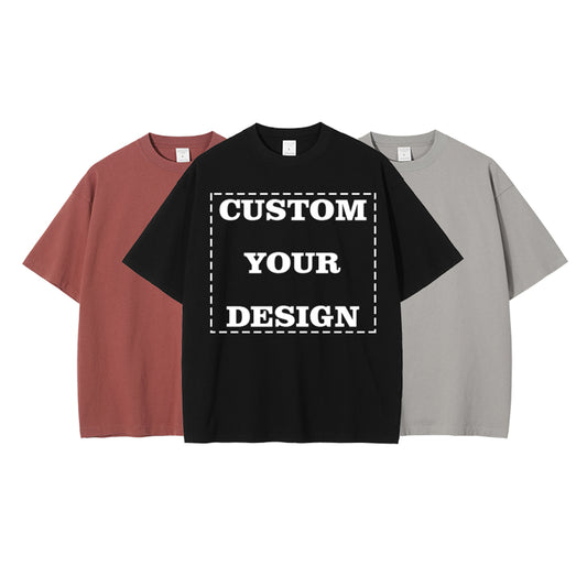 Wholesale Streetwear t Shirts Heavy Cotton Custom logo Blank Acid Wash High Quality Puff Printing Loose Personalized T-shirt
