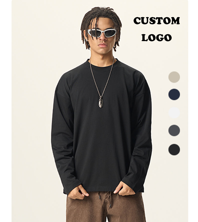 Hot Selling Loose Design T-shirt Blank Round Neck Casual Streetwear High Quality Wholesale Streetwear Long Sleeve T-shirt