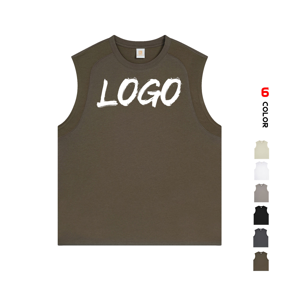 Sleeveless Sport T-shirt Sublimation Pure Color Heavy Cotton High Quality Wholesale Round Neck Streetwear Plain Men's T-shirts