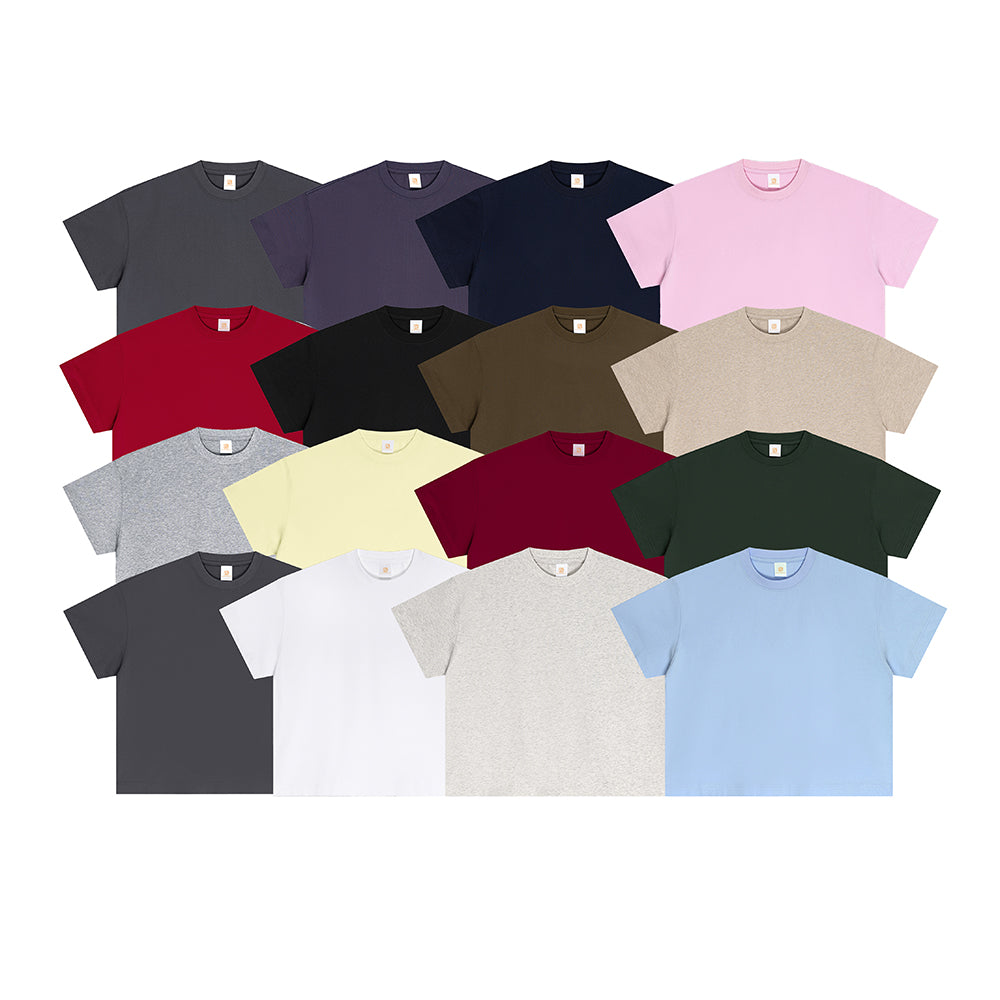 Wholesale Blank Boxy High Quality Tshirt Custom Streetwear Round Neck Drop Shoulder Casual Pure Color Loose Plain T-shirts
