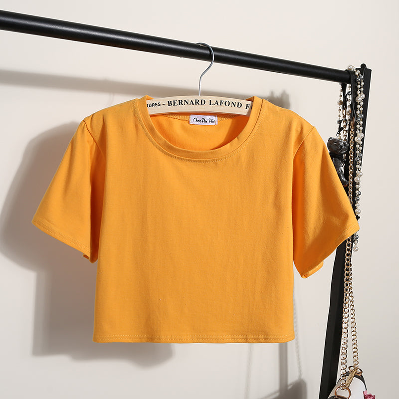 Custom logo Blank High Quality Cropped Streetwear Round Neck Pure Color Screen Print Design Heat Transfers for T-shirts