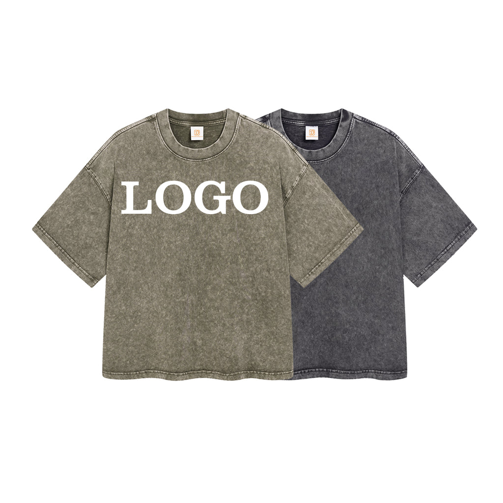 Heavyweight Tshirts 275g Custom logo Blank High Quality Acid Wash Short Sleeve New Design Round Neck Dtf Transfers for t Shirts