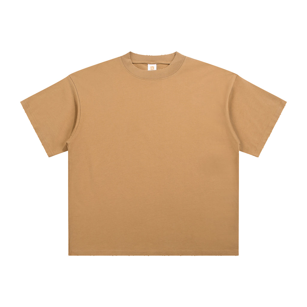 Custom Logo T-Shirt Heavyweight Streetwear High Quality Design Embroidery logo Broken Casual Short Sleeve t Shirt for Men