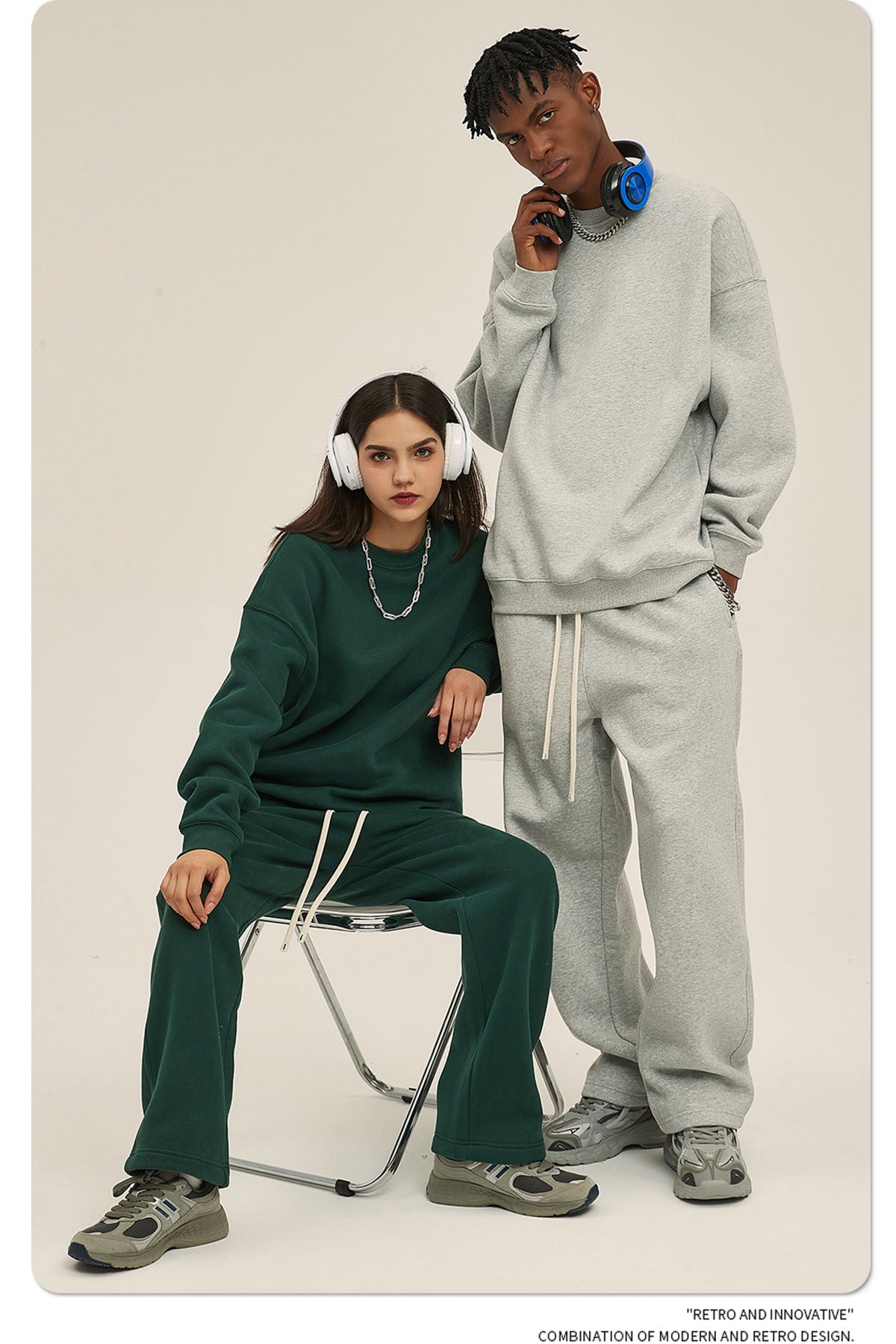 Loose Fitting Cotton Casual Brand Hoodie 12 Color Fleece Pullover with No Hood Loose Sleeved Round Neck Hoodie Winter Style